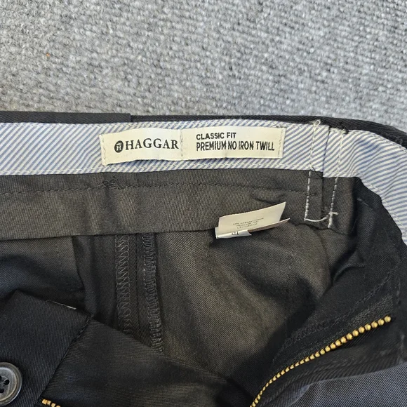NWT Haggar Premium No Iron Straight leg Flat Front Stretch Black Pants 34x29 - Picture 10 of 16